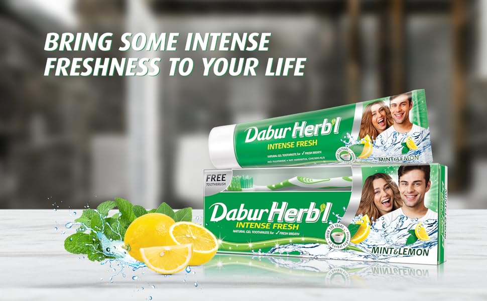 Dabur Herbal Toothpaste 150g with Brush Green Gel (Pack of 6)